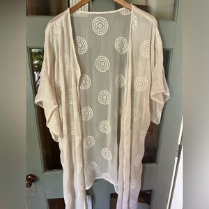 White sheer duster/cover-up/ tunic a very generous size s/m